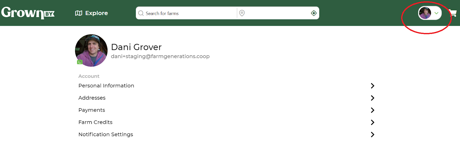 Orders dropdown menu in the desktop interface