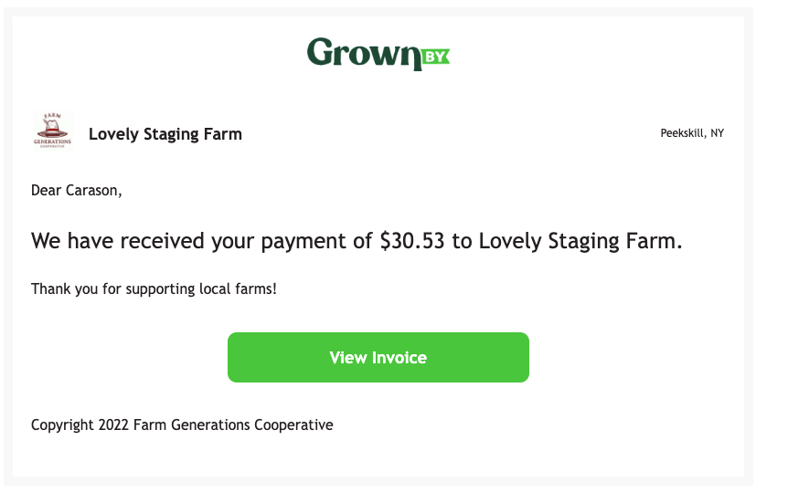 Invoice marked paid email from GrownBy