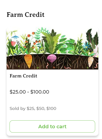 Farm Credit product as it appears in the Shop