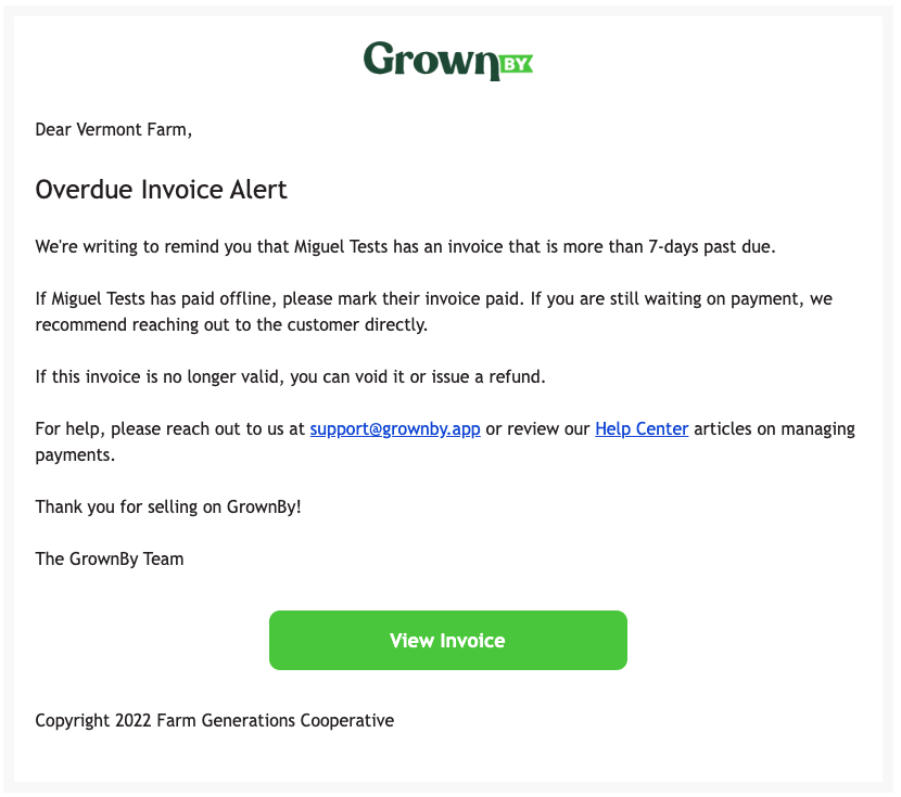 Invoice overdue notification email
