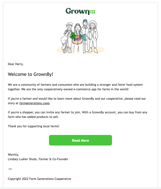 When you join GrownBy notification email