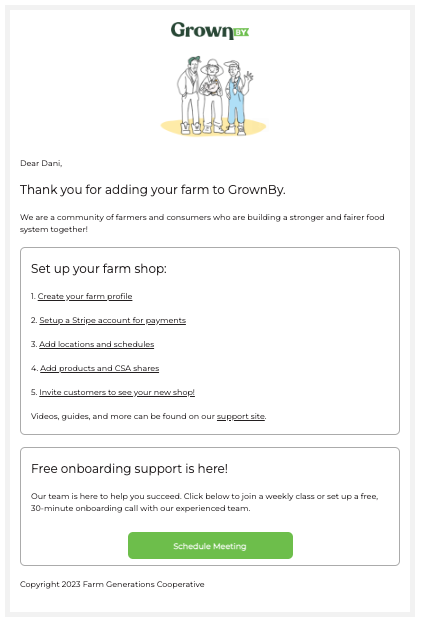 When you verify your farm notification email