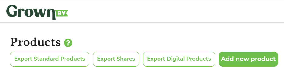Add new product button in the Products menu