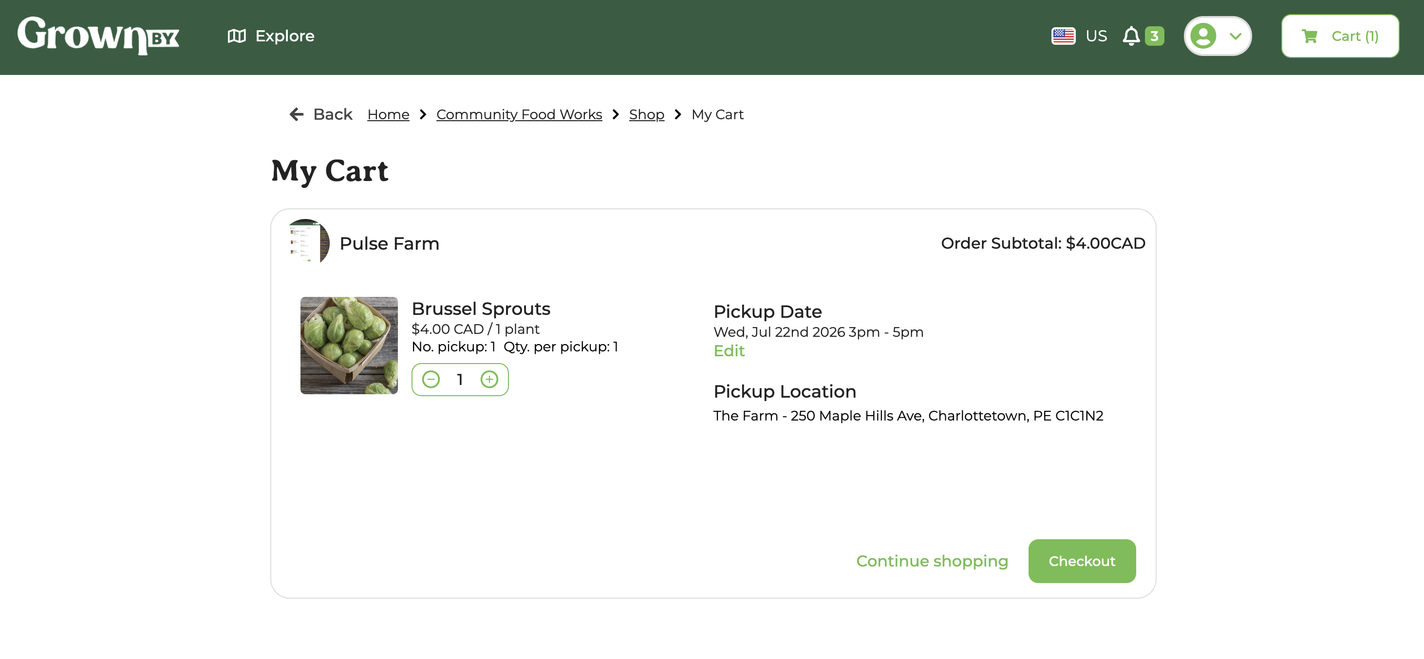 Cart view page