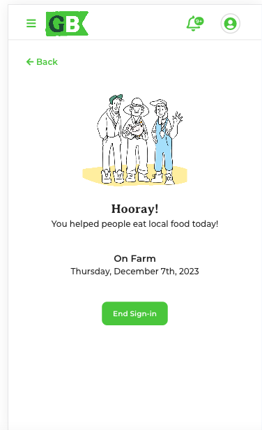 End sign-in confirmation screen