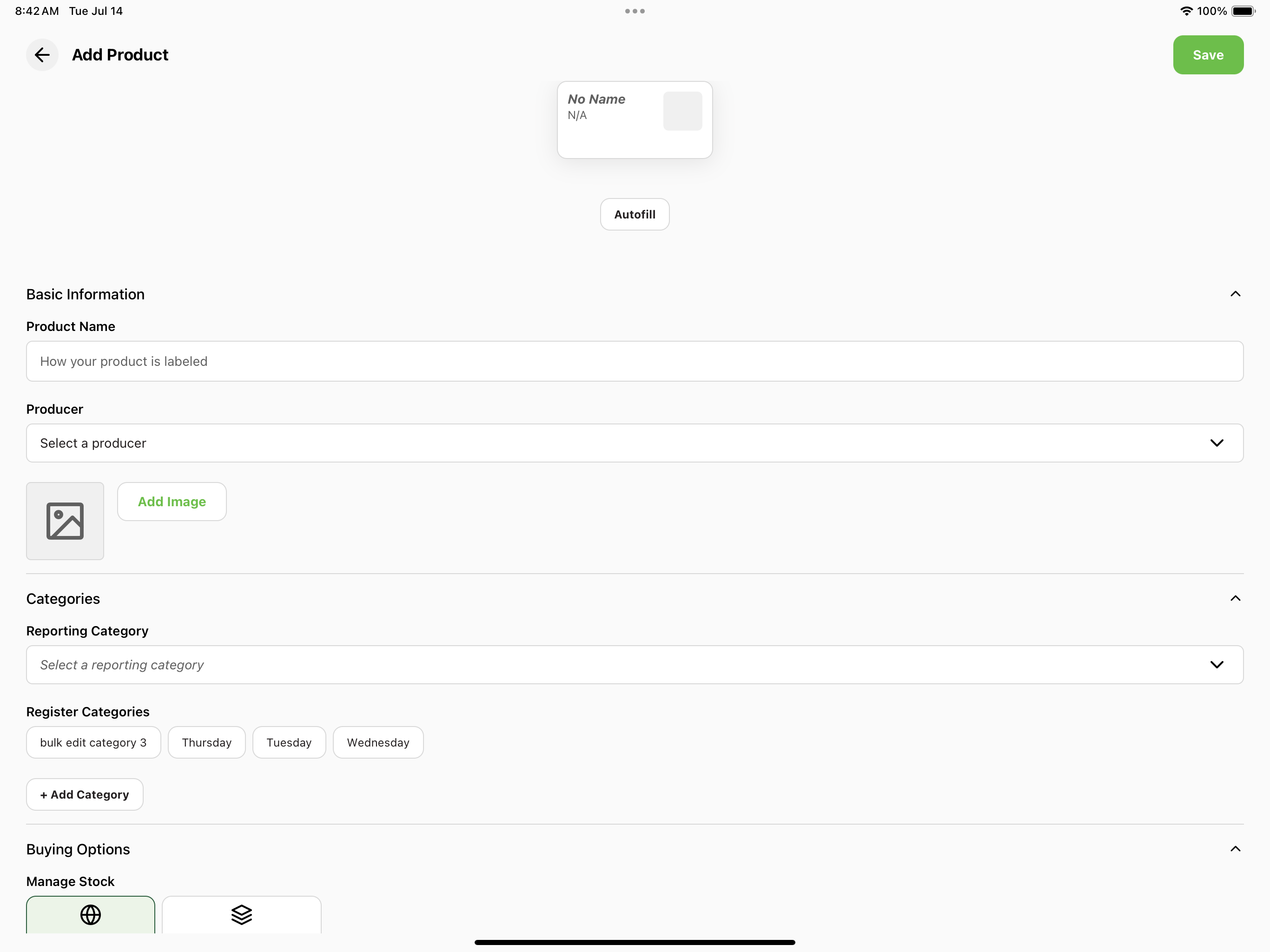 Add new product page