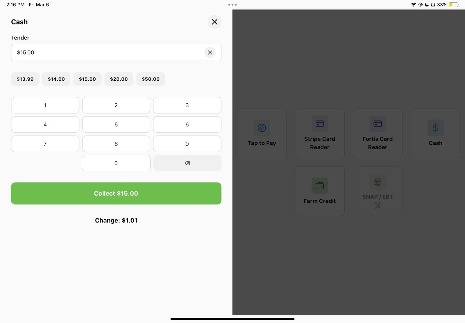 Payment completion screen confirming the order is paid with receipt options
