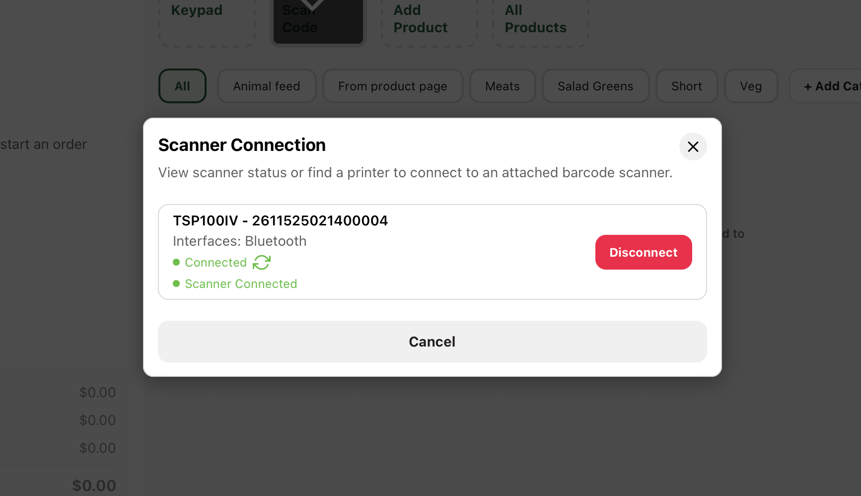 Devices screen showing the Find button under Receipt Printers