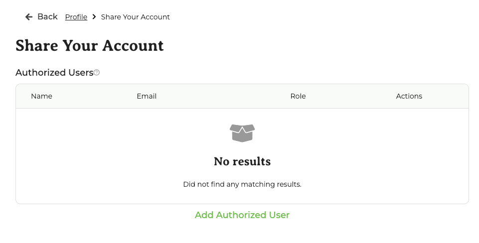 Authorized Users section with Add Authorized User button