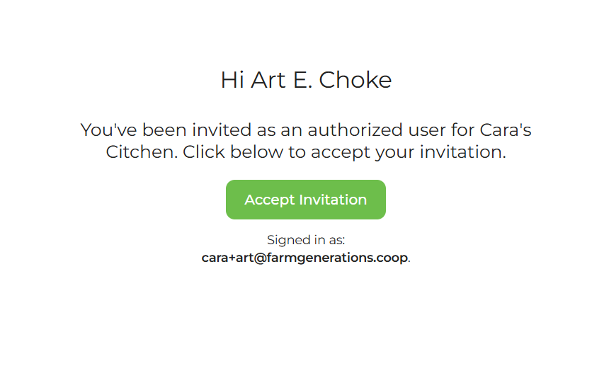 In-app screen prompting the new buyer admin to accept the invite
