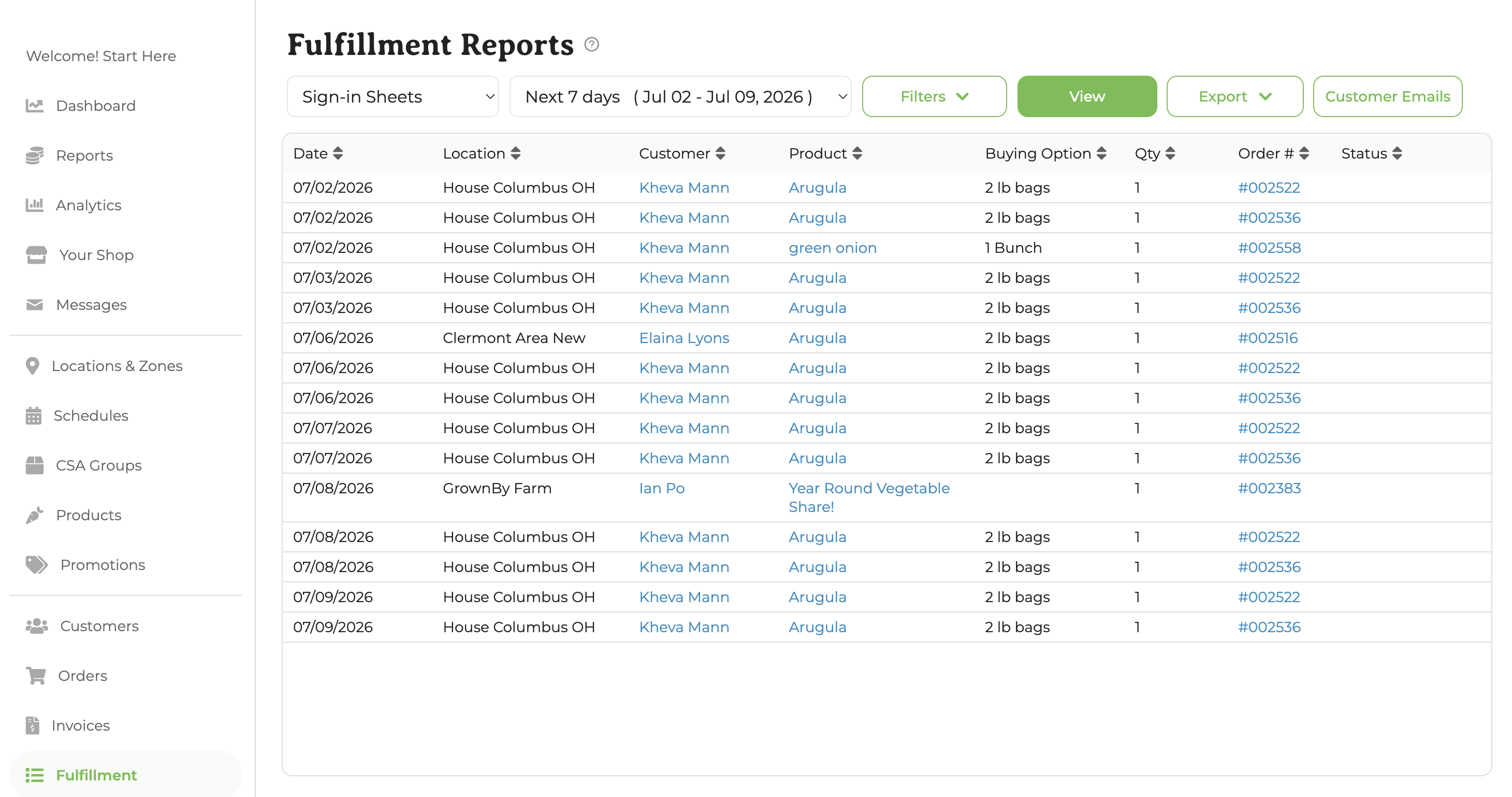 Sign in report view